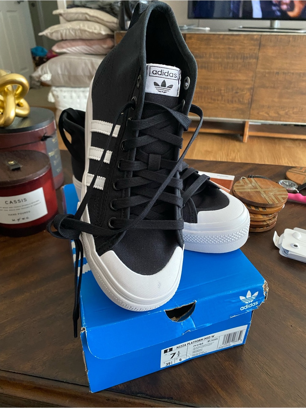 NWT adidas Black and White Platform High-Top Sneakers